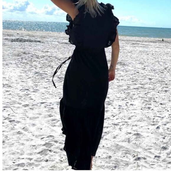 Emerson Fry India Collection Chandra Dress Long In Black Swiss Dot Size XS - Picture 11 of 16